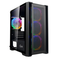 Powercase Attica X4B, Tempered Glass, 4x 120mm 5-color fan, чёрный, E-ATX (CAEB-L4)