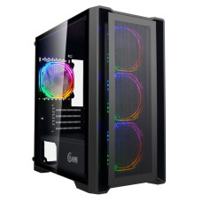 Powercase Attica X4B, Tempered Glass, 4x 120mm 5-color fan, чёрный, E-ATX (CAEB-L4)
