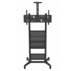 Wize Pro [M75] для широкоформатных и интерактивных панелей 32”– 75”, Max VESA 800x400 мм, высота 167 см, полка для медиаплеера, полка для камеры ВКС, до 120 кг, черн