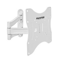 Kromax TECHNO-3 white, Кр. алюм. наст. для TV 15"-40", max 20 кг, 4 ст св., нак. 15°, пов. 180°, от ст. 60-370 мм, max VESA 200x200 мм.