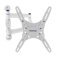 Kromax TECHNO-5 white, Кр. алюм. наст. для TV 15"-55", max 35 кг, 5 ст св., нак. 15°, пов. 180°, от ст. 87-497 мм, max VESA 400x400 мм.