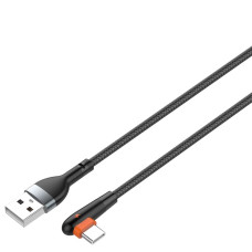 LDNIO LS561/ USB кабель Type-C/ 1m/ 2.4A/ медь: 86 жил/ Угловой коннектор/ Нейлон/ Black&Orange