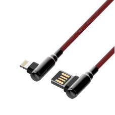 LDNIO LD_B4630 LS422/ USB кабель Lightning/ 2m/ 2.4A/ медь: 120 жил/ Угловой коннектор/ Нейлоновая опл./ Red