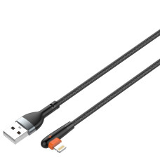 LDNIO LS561/ USB кабель Lightning/ 1m/ 2.4A/ медь: 86 жил/ Угловой коннектор/ Нейлон/ Black&Orange