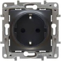 Legrand 672621 Розетка 2К+З - немецкий стандарт - винтовые зажимы - 16 А - 250 В~ - Etika - антрацит