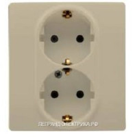 Legrand 672333 Розетка 2 x 2К+З со шторками - немецкий стандарт - автоматические зажимы - 16 А - 250 В~ - Etika - слоновая кость