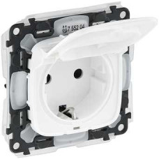 Legrand 755204 Valena ALLURE IP44.Розетка силовая 2К+З, с защитными шторками и откидной крышкой.Белая