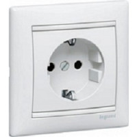 Legrand 774421 Розетка Valena с заземлением и шторками, винтовой зажим (белая)