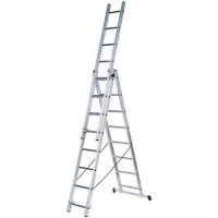 FIT РОС Лестница трехсекционная алюминиевая, 3 х 9 ступеней, H=257/426/591 см, вес 11,18 кг [65434]