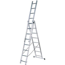 FIT РОС Лестница трехсекционная алюминиевая, 3 х 9 ступеней, H=257/426/591 см, вес 11,18 кг [65434]