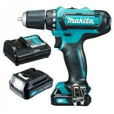 Makita DF333DWAE Дрель ак,{12В,2х2Ач Li-ion(слайдер),БЗП-10мм,0-4501700обм,3014Нм,1.1кг,чем,подсв}