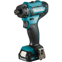 Makita DF033DWAE Дрель ак { 12В,2х2 Ач Li-ion(слайдер),6-ти гран 14",0-4501700обм,3014Нм,1.1кг,чем,подсв }