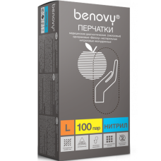 Benovy Перчатки нитриловые смотровые, нестерильные, 100 пар (размер L)