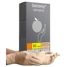 Benovy Перчатки латексные медицинские, нестерильные, 50 пар (размер M)