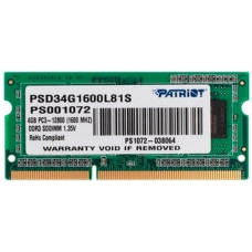 Модуль памяти SO-DIMM DDR3L 1600Mhz 4Gb PATRIOT ( PSD34G1600L81S )