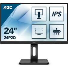 LCD AOC 24" 24P2Q Black с поворотом экрана {IPS 1920x1080 75Hz 4 ms 178/178 250cd DVI HDMI DisplayPort 1.2 4xUSB3.2 MM}