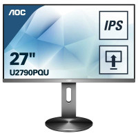 LCD AOC 27" U2790PQU черный/серый с поворотом экрана {IPS 3840x2160 5ms 178/178 350cd 50M:1 HDMI1.4 HDMI2.0 DisplayPort1.2 2xUSB3.0 MM}