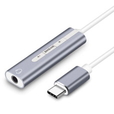 ORIENT AU-05PL, Адаптер USB to Audio (звуковая карта), jack 3.5 mm (4-pole) для подключения телефонной гарнитуры к порту USB Type-C, кнопки: громкость +/-, играть/пауза/вперед/назад; Windows/Linux/MAC