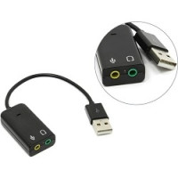 ORIENT Адаптер с кабелем AU-01S, USB to Audio, 2 x jack 3.5 mm для подключения гарнитуры к порту USB, черный