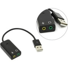 ORIENT Адаптер с кабелем AU-01S, USB to Audio, 2 x jack 3.5 mm для подключения гарнитуры к порту USB, черный