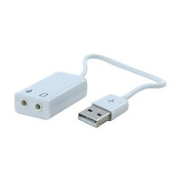 ORIENT Адаптер с кабелем AU-01SW, USB to Audio, 2 x jack 3.5 mm для подключения гарнитуры к порту USB, белый