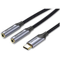 Переходник USB-C(m) - 2xJack3.5 F Vention ( BGNHY ) 0.3м