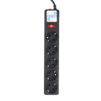 PowerCube Фильтр-удлинитель (SPG-B-0,5M-BLACK / SPG-B-0) 0,5 м 5 розеток (черный графит) 10А/2,2кВт