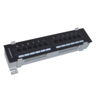 Настенная патч-панель NEOMAX [NM-PP-WM12P-UC6-D-110-BK] 12 портов, кат.6, UTP, Dual IDC, цвет черный