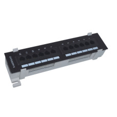 Настенная патч-панель NEOMAX [NM-PP-WM12P-UC6-D-110-BK] 12 портов, кат.6, UTP, Dual IDC, цвет черный
