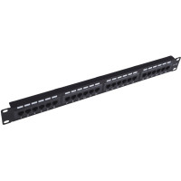 Патч-панель 19" NEOMAX [NM-PP-1U24P-UC5E-D-101-BK] 1U, 24 порта, кат.5E, UTP, Dual IDC, цвет черный