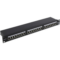 Exegate EX281083RUS Патч-панель FTP 19" 24 port кат.5e ExeGate разъём KRONE&110 (dual IDC), 1U, RoHS, цвет черный