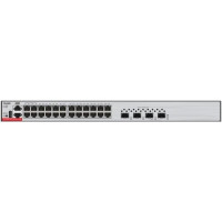 Ruijie RG-S5300-24GT4XS-E 24*10/100/1000Base-T Ethernet ports, 4 10 Gigabit SFP+ ports, 1 management Ethernet port (MGMT), 1 USB port, 1 Console port, and AC power input port on the rear panel