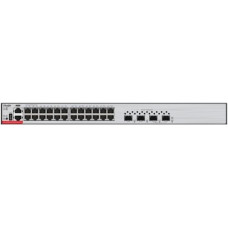 Ruijie RG-S5300-24GT4XS-E 24*10/100/1000Base-T Ethernet ports, 4 10 Gigabit SFP+ ports, 1 management Ethernet port (MGMT), 1 USB port, 1 Console port, and AC power input port on the rear panel