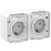 Schneider-electric ATN540126 AtlasDesign Profi54 розетка двойная с заземлением со шторками IP54 16А 250B, БЕЛЫЙ, Россия