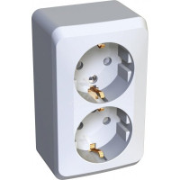 Schneider-electric PA16-008B ЭТЮД О/У двойная РОЗЕТКА с заземлением со шторками 16А 250B, БЕЛЫЙ, Россия