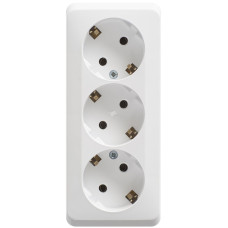 Schneider-electric PA16-011B ЭТЮД O/У тройная РОЗЕТКА с заземлением без шторок 16А 250B, БЕЛЫЙ, Россия
