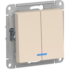 Schneider-electric ATN000253 ATLASDESIGN 2-клавишный ВЫКЛЮЧАТЕЛЬ с подсветкой, сх.5а, 10АХ, механизм, БЕЖЕВЫЙ