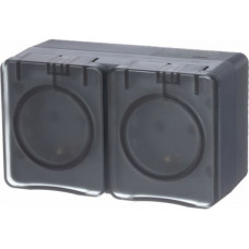 Schneider-electric ATN544026 AtlasDesign Profi54 розетка двойная с заземлением со шторками IP54 16А 250B, АНТРАЦИТ, Россия