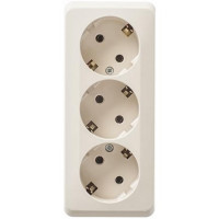 Schneider-electric PA16-011K ЭТЮД O/У тройная РОЗЕТКА с заземлением без шторок 16А 250B, КРЕМ, Россия