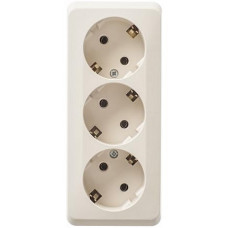 Schneider-electric PA16-011K ЭТЮД O/У тройная РОЗЕТКА с заземлением без шторок 16А 250B, КРЕМ, Россия