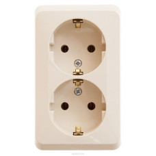 Schneider-electric PA16-007K ЭТЮД О/У двойная РОЗЕТКА с заземлением без шторок 16А 250B, КРЕМОВЫЙ, Россия