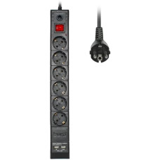 Сетевой фильтр BURO BU-SP1.8_USB_2A 1.8м Black 6 розеток 2USB