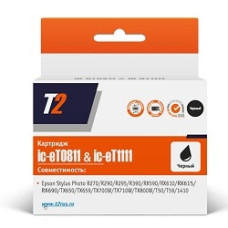T2 C13T08114A/C13T11114A (IC-ET0811) Картридж для Epson Stylus Photo R270/R290/R390/RX690/TX700, черный, с чипом