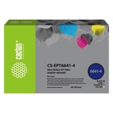 Чернила Cactus CS-EPT6641-4 голубой/пурпурный/желтый/черный набор 4x100 мл для Epson L100/L110/L120/L132/L200/L210/L222/L300/L312/L350/L355/L362/L366/L456/L550/L555/L566/L1300