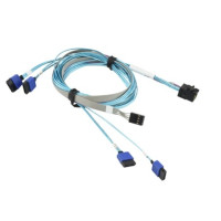 Supermicro CBL-SAST-0699 Кабель Mini-SAS HD to 4 SATA, 90/90/75/75cm w/75cm SB, 30AWG, 12Gb/s
