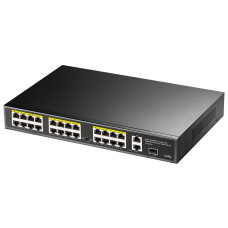 Коммутатор CUDY 24-Port 10/100M PoE+ Switch with 2 Gigabit Port+ 1SFP 300W 24-Port 10/100M PSE RJ-45 +2 Gigabit RJ- 45 +1SFP Port with 24 POE Ports Switch with Built-in power supply, support 16-port IEEE 802.3at PoE+ Injector,… — CUDY FS1026PS1
