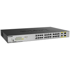 Коммутатор D-Link DGS-1026MP/B2A Неуправляемый коммутатор с 24 портами 10/100/1000Base-T, 2 комбо-портами 100/1000Base-T/SFP (24 порта PoE 802.3af/at, PoE-бюджет 370 Вт)