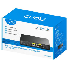 Маршрутизатор CUDY C200P 2-IN-1 SMB Router / AP Controller, 1 Gigabit Ethernet + 4 Gigabit PoE+ PSE Ports + 1 USB 3.0, PSE output up to 30Watts per port, support AP Management, Multi-SSID, Captive Portal, Zerotier/Wireguard/OpenVPN/IPSec/L2TP/PPTP VPN,…
