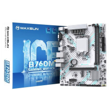 Материнская плата Maxsun MS-B760M GAMING WIFI ICE B760, LGA1700, 2*DDR4, 1*PCIEx16, 1*PCIEx1, 1*M.2, 4*USB3.2Gen1, 6*USB2.0, 3*SATA3.0, 1G, VGA, HDMI, M-ATX, RTL