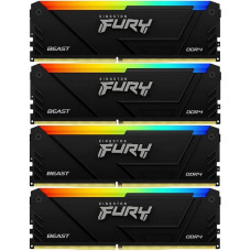 Модуль памяти 32GB Kingston DDR4 3200 DIMM FURY Beast RGB Black Gaming Memory Non-ECC, CL16, 1.35V, Heat Shield, Kit (4x8GB), XMP, 1RX8, RTL